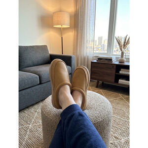 Women’s MySlippers Tan Moccasin Style Slip-On Shoes Size 8 Comfortable